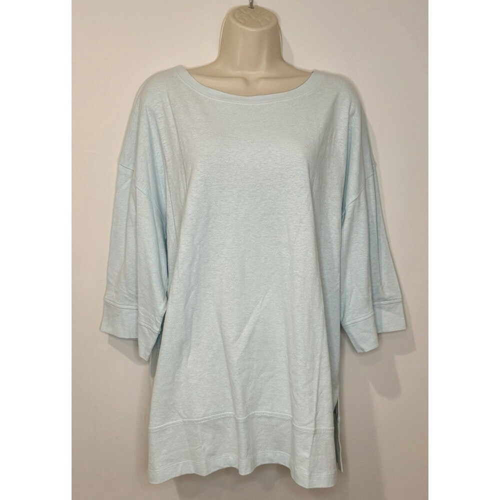 J. Jill PureJill Hemp & Cotton Knit Seamed Tunic Pastel Blue Size L Large NWT!!